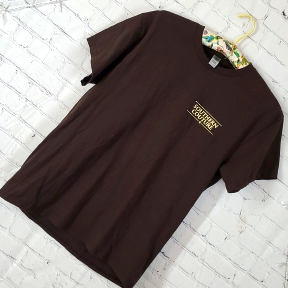 Southern Couture Labrador Retreiver Doodle Dog Fall Pumpkin Print Brown Tee Sz M - Picture 5 of 13